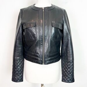 TROUVE BLACK LEATHER CROP FULL ZIP JACKET WOMENS SZ MEDIUM